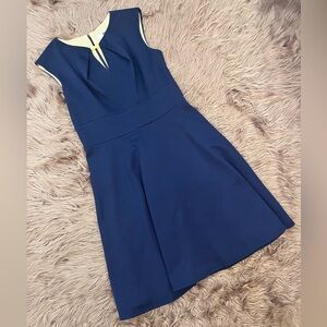 Elegant Navy Blue Knee Length Dress